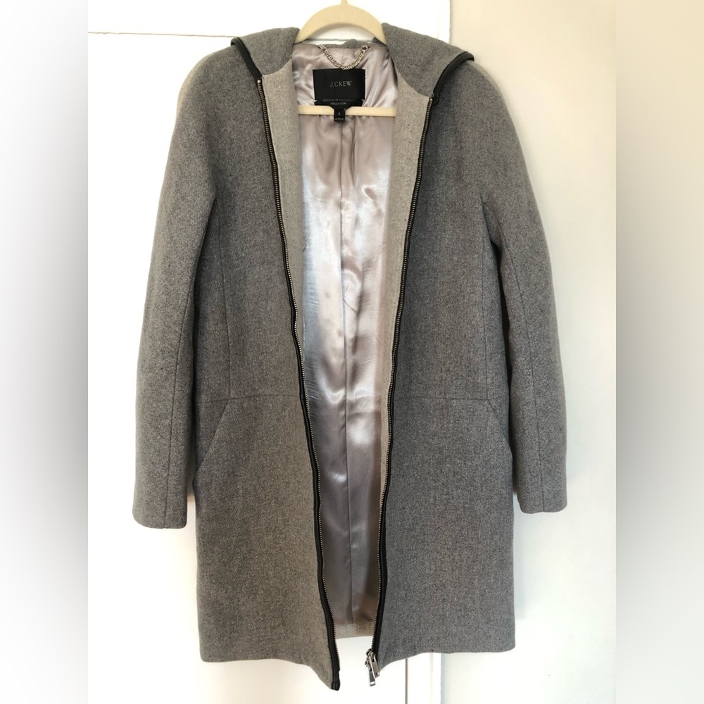 J Crew Italian Stadium-Cloth Coat Light Gray Sz 2 $125
